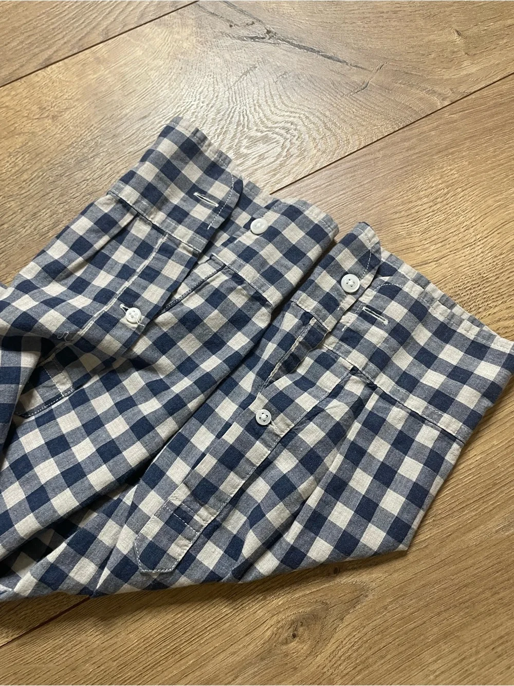 J. Crew Men's Navy and White Gingham Button-Down Shirt
